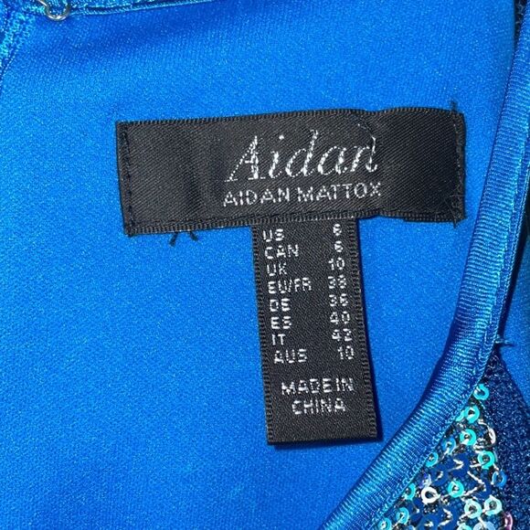 AIDAN MATTOX Sequined Tulle Halter Mini Dress size 6 NWT Cutout Sheath Cocktail - Picture 7 of 11